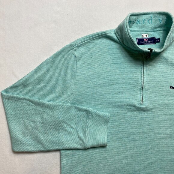 Vineyard Vines 1/4 Zip Sweater Men's M Green Long Sleeve Mock Neck Pullover - Picture 6 of 12